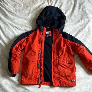 Lands End boys orange navy coat jacket 7